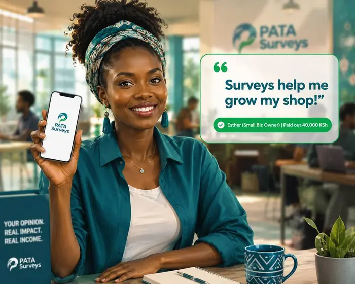 Esther, small business owner, using Pata Surveys
