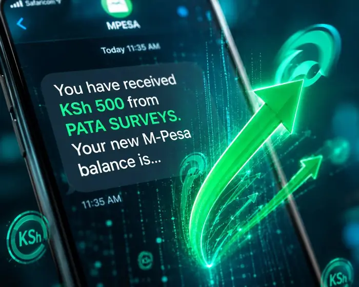 M-Pesa payment notification from Pata Surveys
